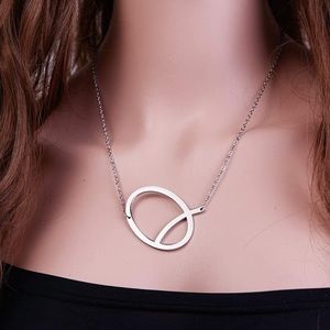 Silver Initial Stainless Steel Pendant Necklace
